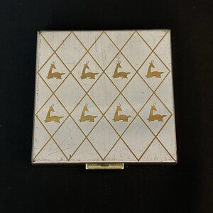 Vintage 1960's Zell Fifth Avenue Powder Compact Mirror Christmas Reindeer Empty